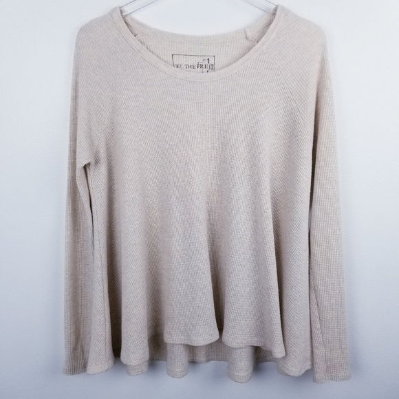 Free People Tops - Free People Oatmeal Flowy Thermal Knit Top
